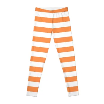 Горизонтальные линии | Оранжево-белые леггинсы, женские колготки, спортивные штаны, облегающие брюки, приподнимающие ягодицы